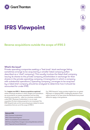 IFRS 3: Reverse acquisitions outside the scope